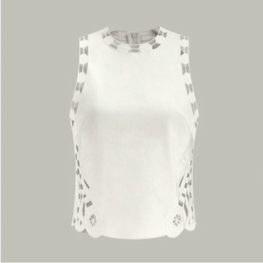 Commense Ivory Embroidered Cut-Out Blouse